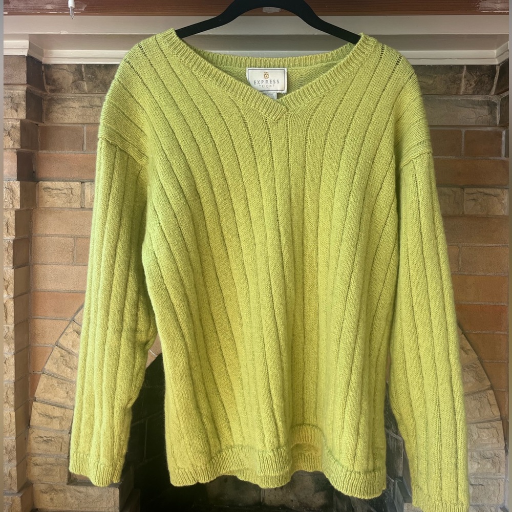 Vintage Green V-Neck Sweater